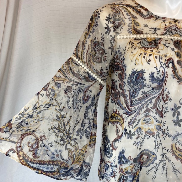 SOLD Sheer Chiffon Bell Sleeve Swiss Dot Top - Picture 5 of 12